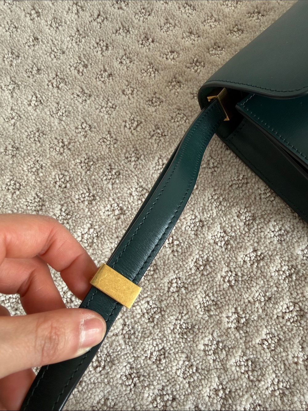 Celine Forest Green Leather Shoulder Bag with Gold Hardware - Picture 5 of 5